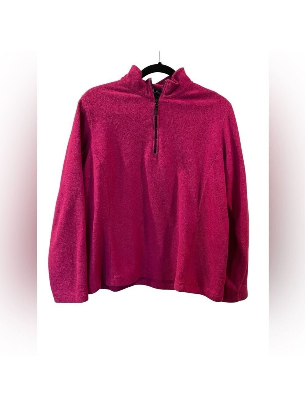Lands' End Women’s 1/4 Zip Fleece Pullover Pink Jacket Size: Medium 10-12